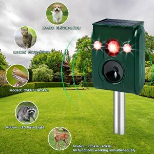 PGFIT 2 Pack Solar Animal Repellent, Ultrasonic pest Repeller, Cat Repellent Outdoor, Squirrel Repellent, Deer Repellent,Waterproof,Siren and Flash Animal Repellent,Repel,Dog, Raccoon, Skunk,Rodent.