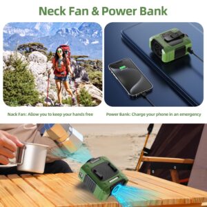 CHARMPㅤ Waist Fan - Portable Neck Fan with 10000mAh Battery, 24-Hour Runtime, LED SOS Light, 3 Speeds, 15500RPM Strong Airflow - Ideal Belt Clip Fan for Jobsite, Farming, Fishing