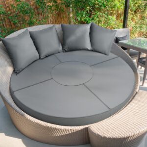 patelai outdoor daybed cushion cover 66" replacement round bed cushion cover outdoor waterproof fade resistant sun bed outdoor cushion cover patio round daybed cushion cover, cover only (gray)