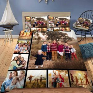 custom bedding set with photo & text personalized kids duvet cover sets with 2 pillowcases gift for family girls boys(no comforter)