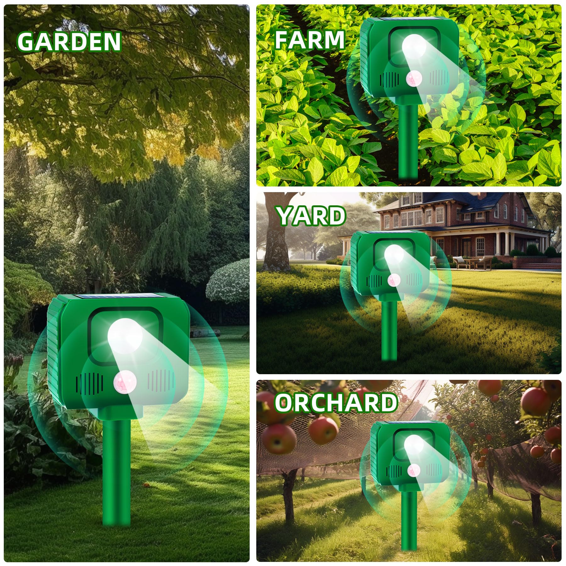 Upgraded Deer Repellent Devices,Ultrasonic Animal Repeller Outdoor Solar Animal Repeller with Motion Sensor Animal Deterrent to Scare Away Dog Cat Rabbit Squirrel Raccoon Skunk Repellent for Yard Farm