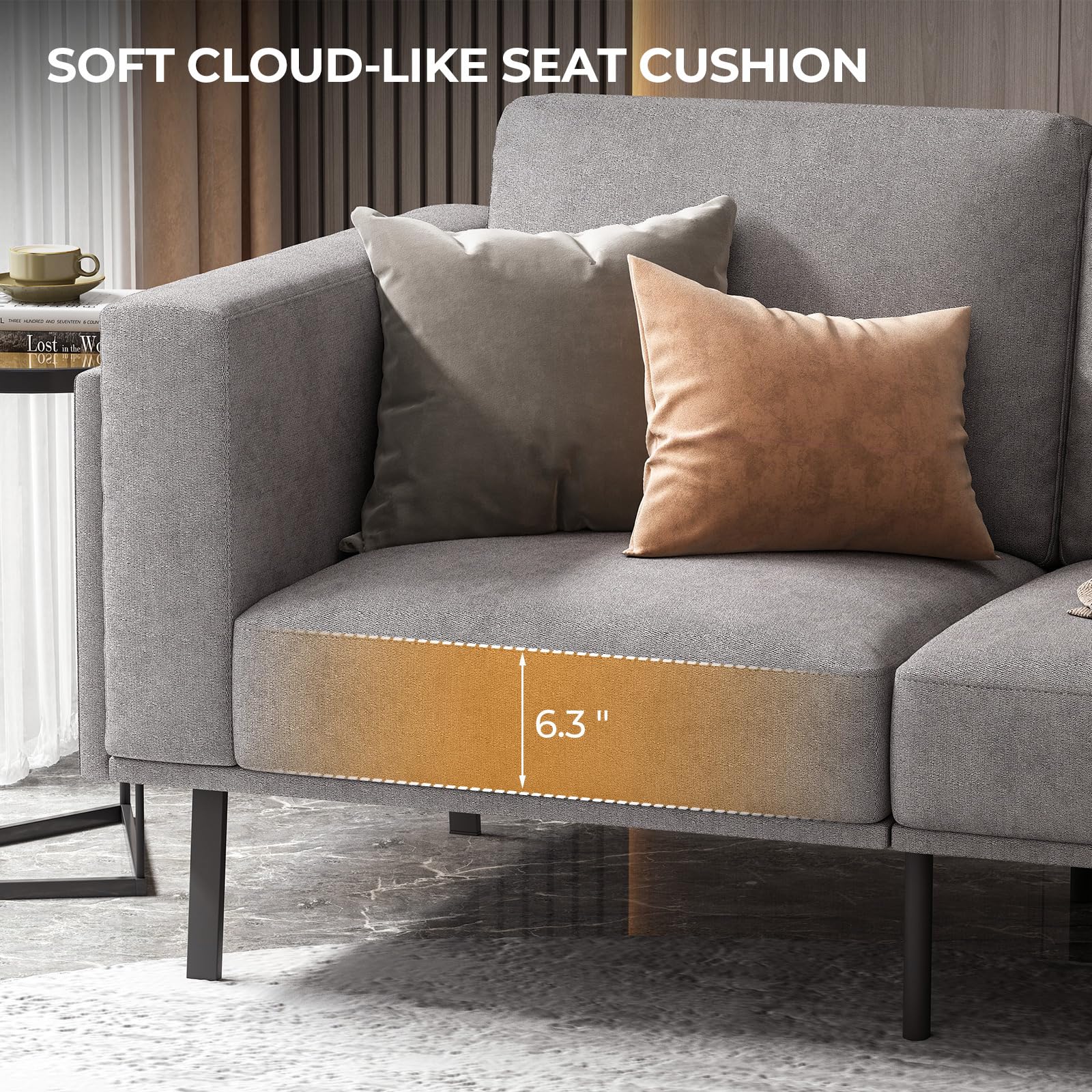 COPIAE 59” Small Couches for Living Room, High Resilience Loveseat Sofa, Wooden Frame 2 Seat Sofa Couch with Thickened Suppleness Armrests& Linen Fabric Cover, Modern Deep Seat Sofa for Bedroom Office