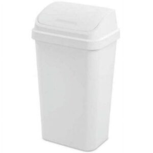 orsd5d4ite 13 gallon trash can, plastic swing top kitchen trash can, white