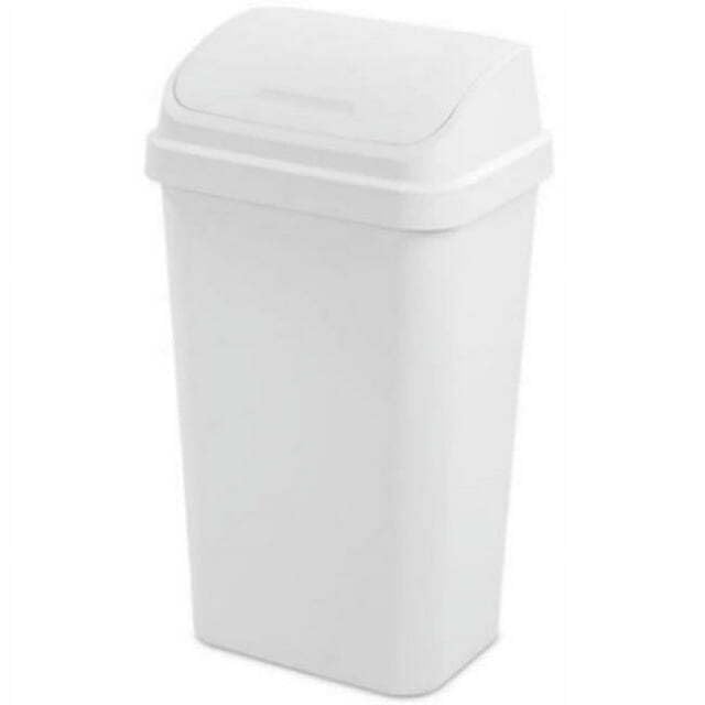 Orsd5D4ite 13 Gallon Trash Can, Plastic Swing Top Kitchen Trash Can, White