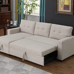 Devion Furniture Leager Sofabed, 83" W x 53" D x 35H, Beige