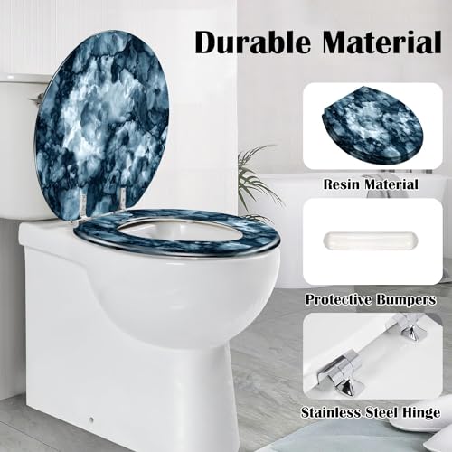 Round Toilet Seat Marble stone texture Abstract mottled grunge texture pattern wall old Resin Toilet Seat Quietly Slow Close with Quick-Release Hinges Toilet Seat with Cover Easy to Clean Install