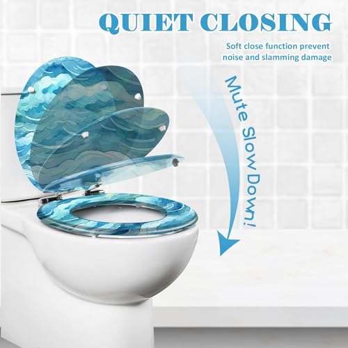 Round Toilet Seat Marble stone texture Abstract mottled grunge texture pattern wall old Resin Toilet Seat Quietly Slow Close with Quick-Release Hinges Toilet Seat with Cover Easy to Clean Install