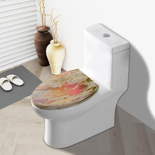 Elongated Toilet Seat natural marble texture seamless stone texture natural marble for Resin Toilet Seat Quietly Slow Close with Quick-Release Hinges Toilet Seat with Cover Easy to Clean Install