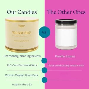 Companion Candles Pet Safe Wood Wick Candle - “You Got This!” Citrus & Tropical Fruits, Coconut Soy Wax Scented, Over 50 Hr Burn Time, Non-Toxic, Women-Owned, Made in USA (11.8 oz.)