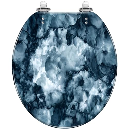 Round Toilet Seat Marble stone texture Abstract mottled grunge texture pattern wall old Resin Toilet Seat Quietly Slow Close with Quick-Release Hinges Toilet Seat with Cover Easy to Clean Install