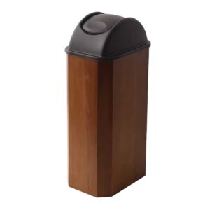 bybest wooden trash can home commercial luxury wastebasket garbage container bin with lid for bathroom kitchen home office, 48l