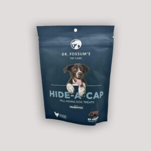 dr. fossum's hide-a-cap pill hiding treats for dogs - probiotic-infused, chicken-flavored medicine concealment - vet-recommended, non-toxic - 30 count