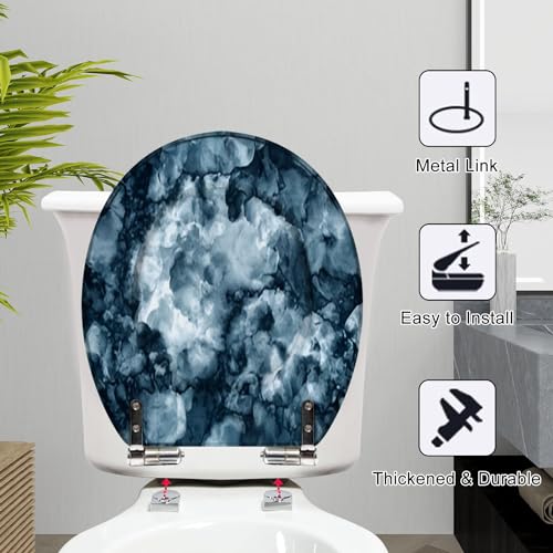 Round Toilet Seat Marble stone texture Abstract mottled grunge texture pattern wall old Resin Toilet Seat Quietly Slow Close with Quick-Release Hinges Toilet Seat with Cover Easy to Clean Install