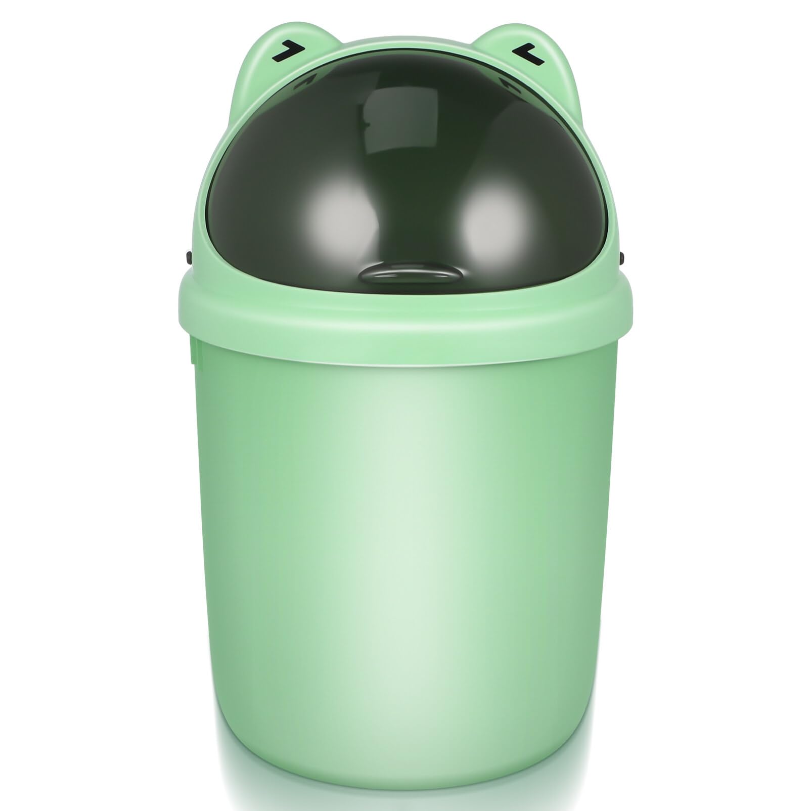 PRETYZOOM Cute Frogs Trash Can with Lid: Plastic Garbage Bin Cartoon Flip Wastebasket Recycle Bin Kawaii Vehicle Trash Bin for Office Car Bathroom Kitchens Dressing Table