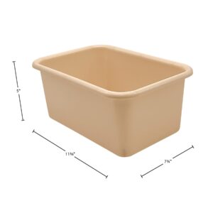 Teacher Created Resources Small Plastic Storage Bin, Light Brown