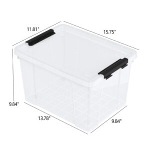 Minekkyes 22 Quart Stackable Plastic Storage Bins with Lids and Latching Buckles, 4 Pack Tubs Boxes Organizing, Clear