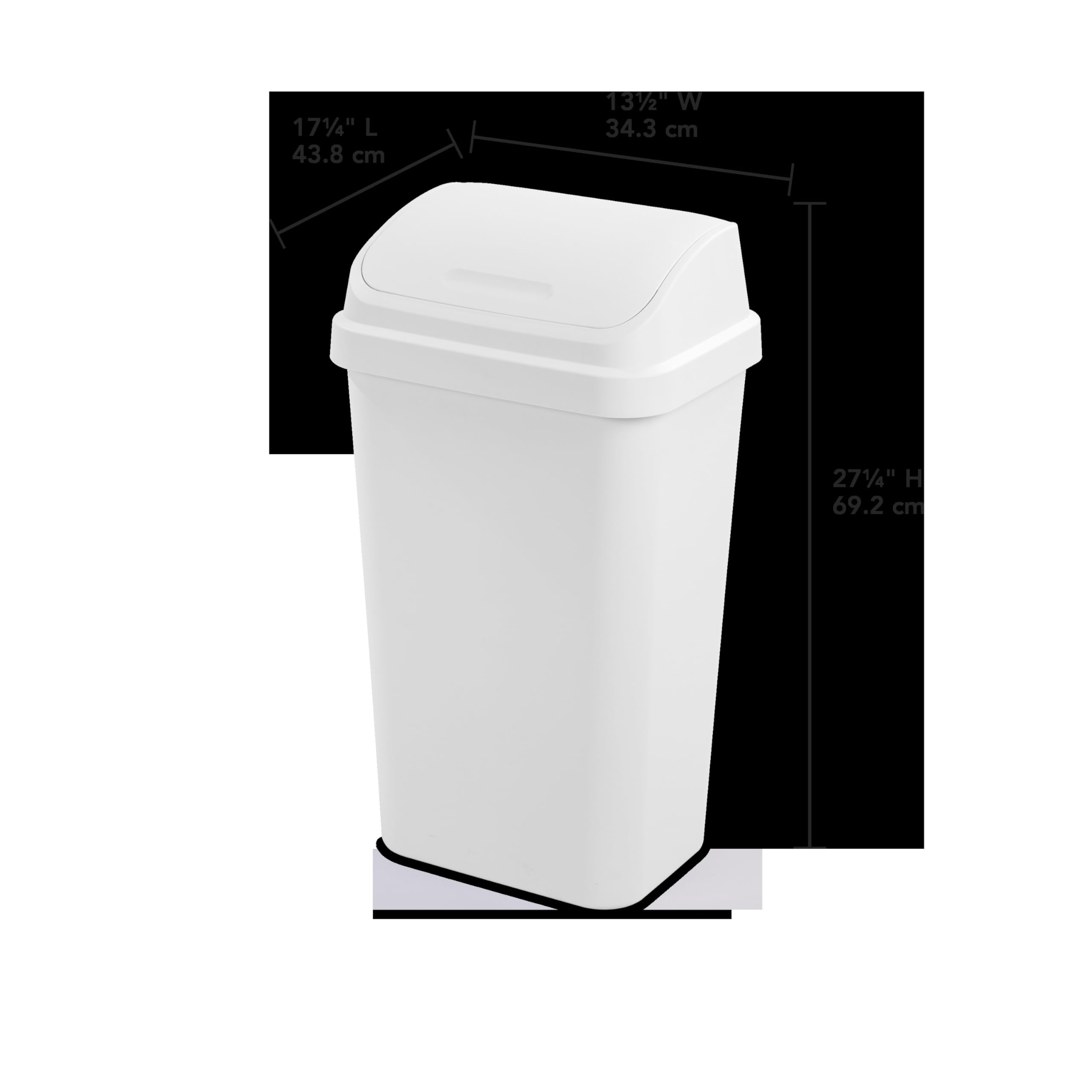 Orsd5D4ite 13 Gallon Trash Can, Plastic Swing Top Kitchen Trash Can, White