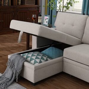 Devion Furniture Leager Sofabed, 83" W x 53" D x 35H, Beige