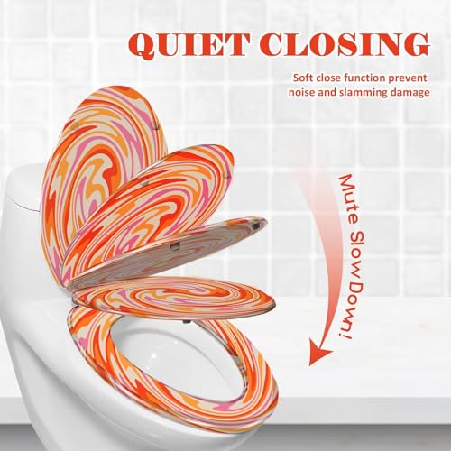 WHFEOIV9RE Elongated Toilet Seat high glossy texture Resin Toilet Seat Quietly Slow Close with Quick-Release Hinges Toilet Seat with Cover Easy to Clean Install