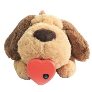 generic heartbeat stuffed toy for dogs-calming aid-behavioral training aid- anxiety relief, brown