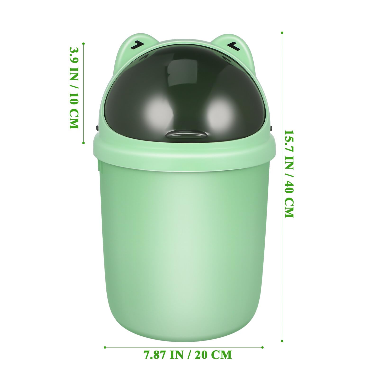 PRETYZOOM Cute Frogs Trash Can with Lid: Plastic Garbage Bin Cartoon Flip Wastebasket Recycle Bin Kawaii Vehicle Trash Bin for Office Car Bathroom Kitchens Dressing Table