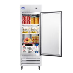 chumart 27" w commercial refrigerator single door 23 cu.ft commercial fridge fan cooling stainless steel reach-in refrigerator with digital thermostat for restaurant, bar, home, etc