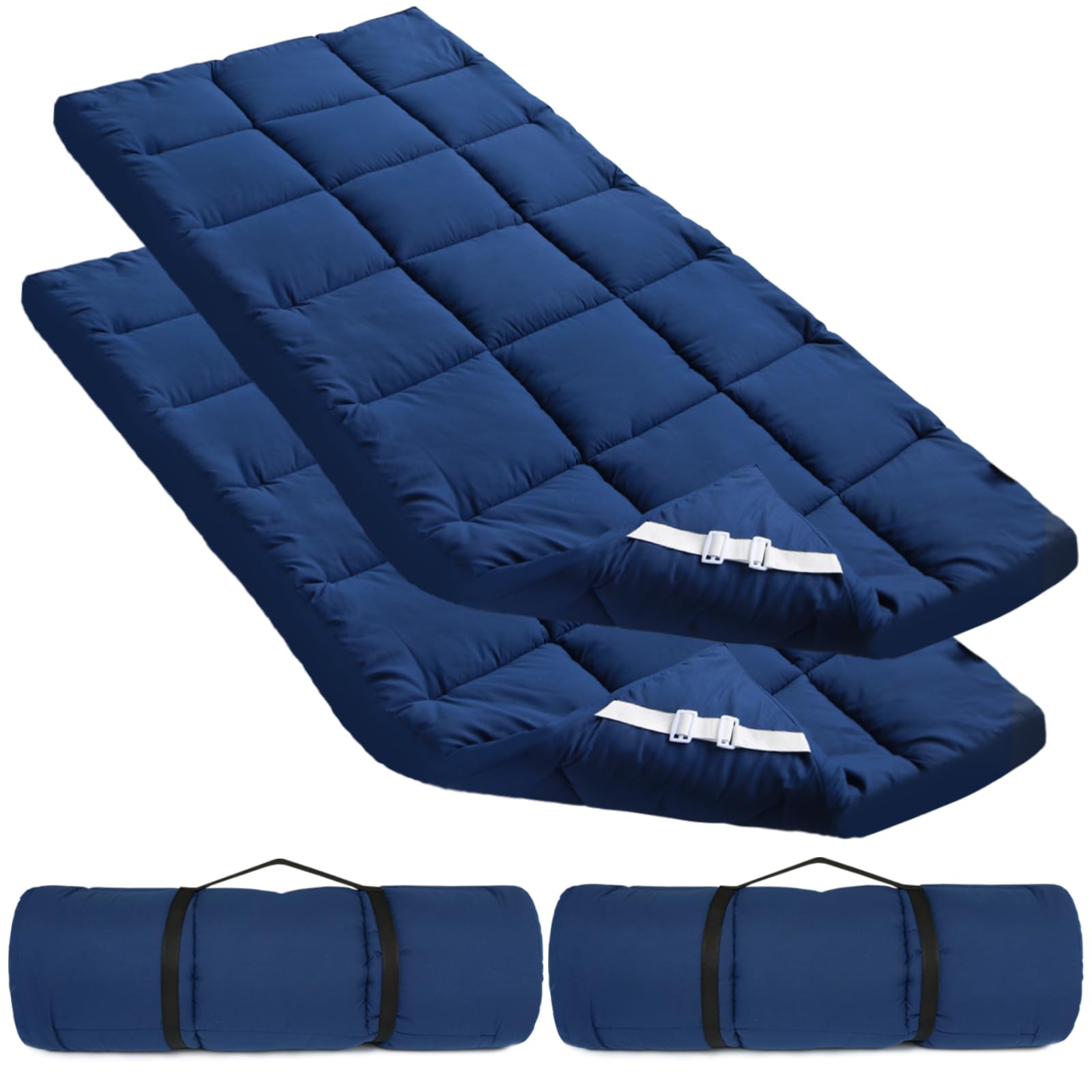 Cot Mattress Topper (Improved Thickness), Quilted Cot Pads for Camping 2 Pack, Soft Comfortable Sleeping Cot Mattress Pad Only, Camping Mattress Pad 75"x30" for Camp Cot/Rv Bunk/Narrow Twin Beds, Navy