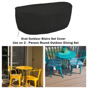 StorMaster Oval Outdoor Bistro Set Cover for 2 - Person Round Outdoor Dining Set Heavy Duty Weatherproof Bistro Round Patio Table & Chair Set Covers