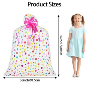 Diueoly 2 Pcs Extra Large Gift Bags 36'' x 48'' Oversized Plastic Storage Bags with Pull Flowers Jumbo Wrapping Bags for Presents Birthday Party Bridal Showers Baby Showers