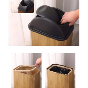 BYBEST Wooden Trash Can Home Commercial Luxury Wastebasket Garbage Container Bin with Lid for Bathroom Kitchen Home Office, 48L