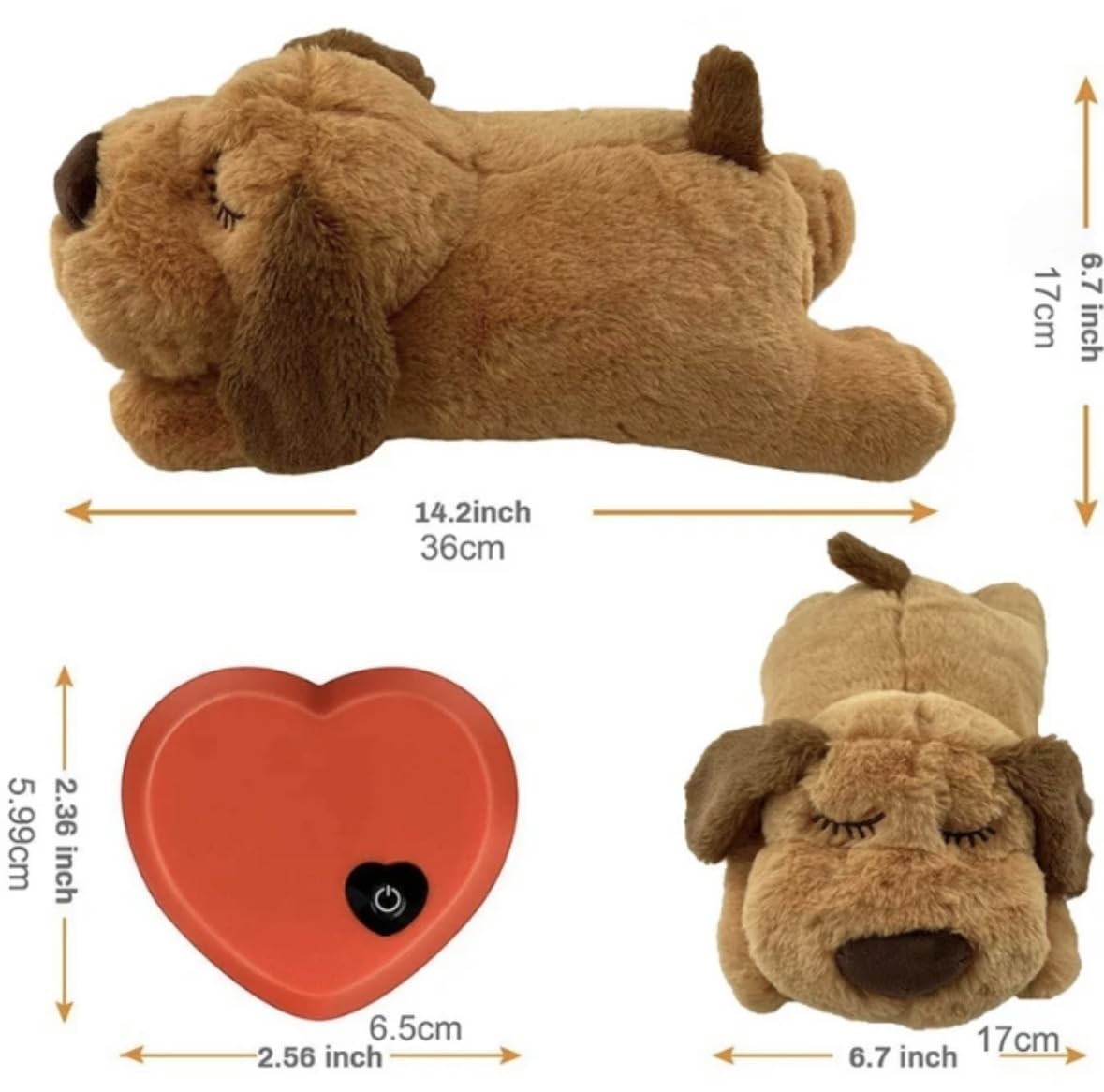 Generic Heartbeat Stuffed Toy for Dogs-Calming Aid-Behavioral Training Aid- Anxiety Relief, Brown