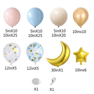 Twinkle Twinkle Little Star Party Decorations,127Pcs Dusty Pink Misty Blue Metallic Gold Balloon Arch Garland Kit for Baby Shower Gender Reveal Boy or Girl Birthday Party Decorations