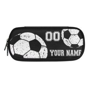 tsovthrid soccer football print personalized pencil case custom name number black pen bags zipper pencil holders unique gifts for children boys