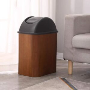 BYBEST Wooden Trash Can Home Commercial Luxury Wastebasket Garbage Container Bin with Lid for Bathroom Kitchen Home Office, 48L