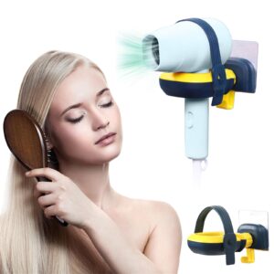 rauwizx wall mounted hair dryer rack, adjustable hands-free hair dryer rack, hole-free self-adhesive bathroom hair dryer storage rack, 360° rotating hair dryer holder. suitable for bathroom, bedroom.