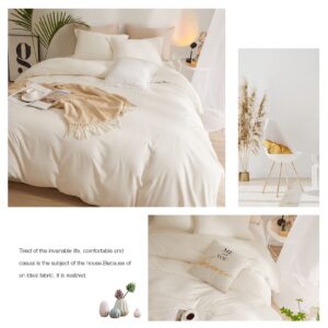 Cream White Duvet Cover King Size Soft Washed Microfiber Ivory Duvet Cover with Zipper Closure Boho 3 Pieces Bedding Set Off White Comforter Cover 1 Cream Duvet Cover 104”x90” with 2 Pillowcases