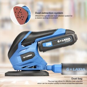 G LAXIA Detail Sander, 20V Cordless Electric Sander with 20Pcs Sandpapers, 12000 OPM Hand Held Sanders with Dust Bag for Woodworking