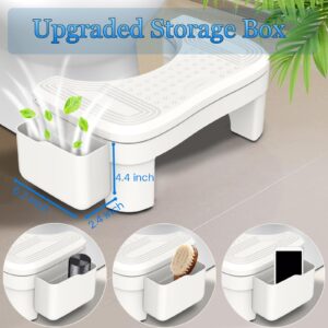 Toilet Stool Squat Adult, Height Adjustable Poop Stool for Bathroom with Storage Box, Portable Non-Slip Potty Step Stool for Adults, Improve Squatting Posture - Bowel Health & Relieves Constipation