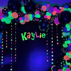 165Pcs UV Neon Balloon Arch Garland Kit for Glow in the Dark Party Decorations,UV Black Light Luminous Fluorescent Rainbow Balloons for Let's Glow Birthday Wedding Back to 80s 90s Disco Party Decor