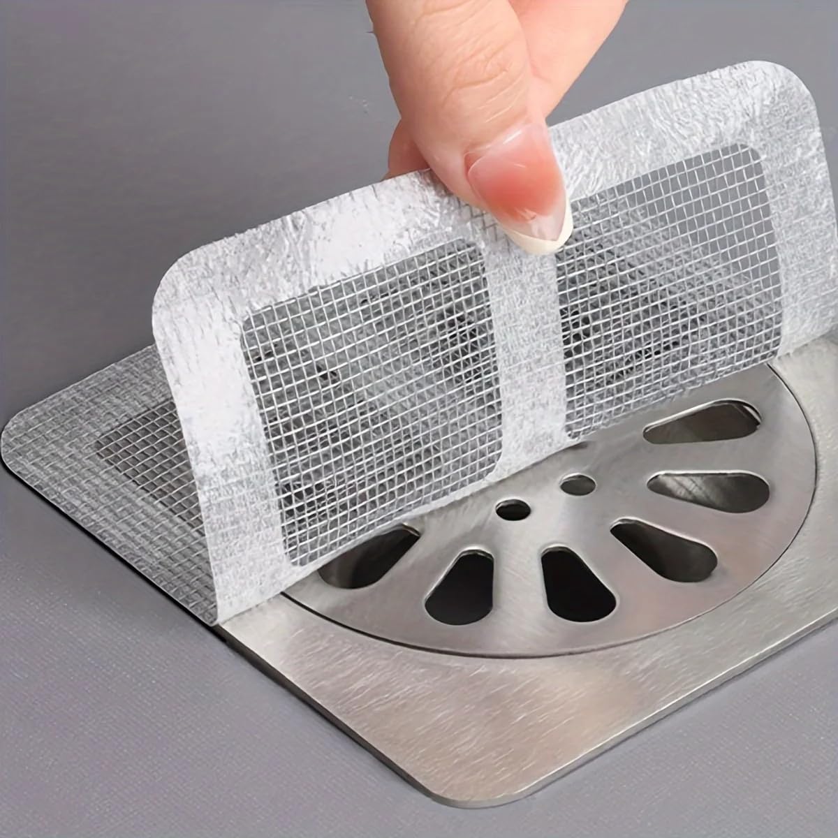 Mirfa, 4" X 4" Disposable Shower Drain Strainers Hair Catcher Stickers, Bathroom, Laundry, Bathtub, Kitchen, Sink, for Human and pet Hair Strong Adhesive Bathroom Accessories Cover (20)