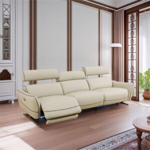 3-piece living room furniture sofa sets, adjustable power recliner top grain leather sectional couches with left/right armchair