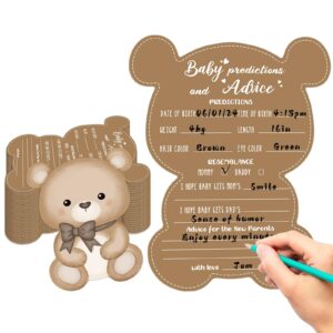 justforjoyful 50 pcs teddy bear baby shower game set prediction and advice cards we can bearly wait baby shower decorations bear best wishes gender neutral baby shower game party activity supplies