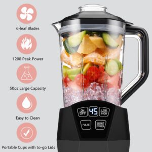 Kitchen Blender with 50 OZ Pitcher and 1 PCS 28 OZ Portable Cups,Liebe & Lecker Countertop Blenders with 1200W for Frozen Drinks, Shakes, Smoothies & Sauces