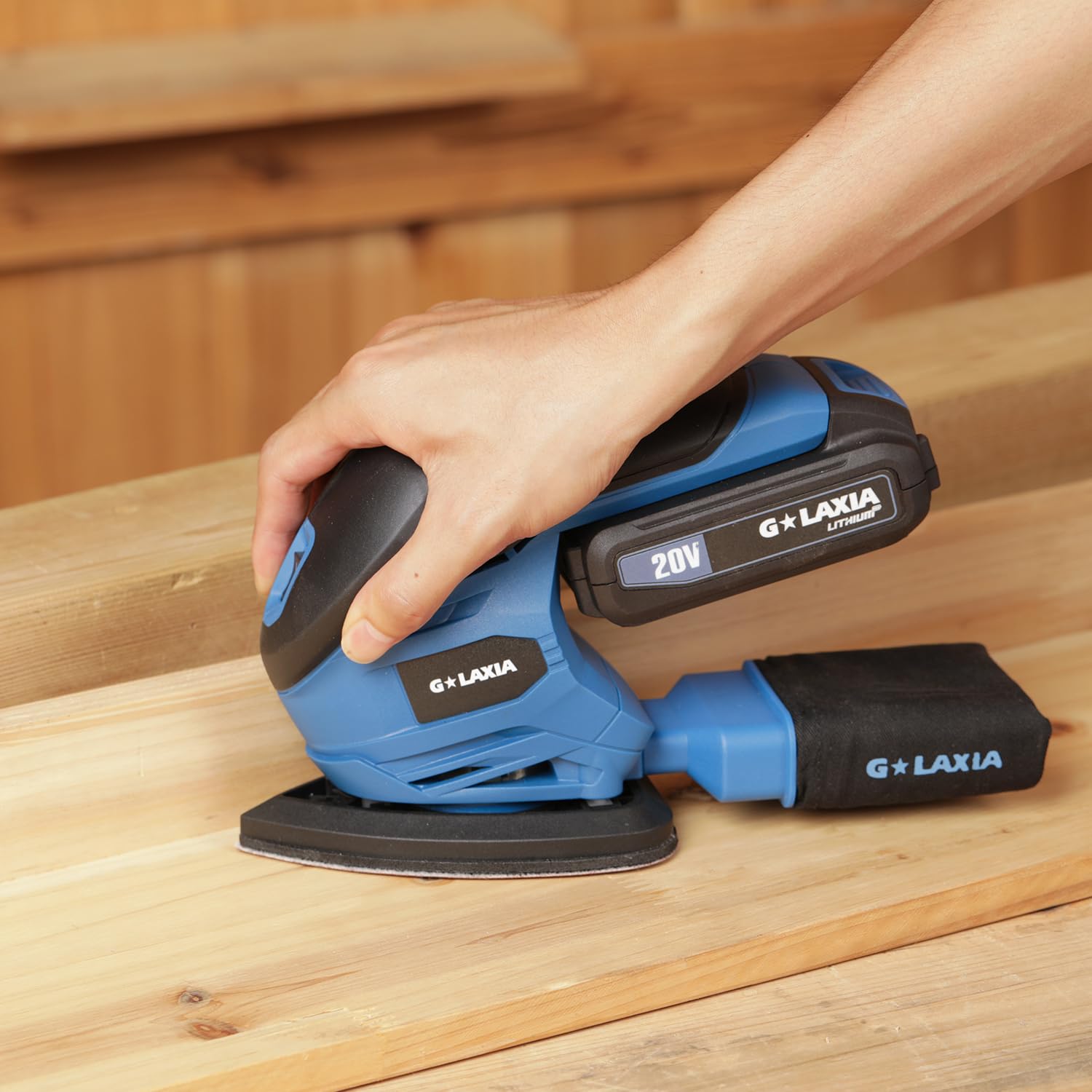 G LAXIA Detail Sander, 20V Cordless Electric Sander with 20Pcs Sandpapers, 12000 OPM Hand Held Sanders with Dust Bag for Woodworking