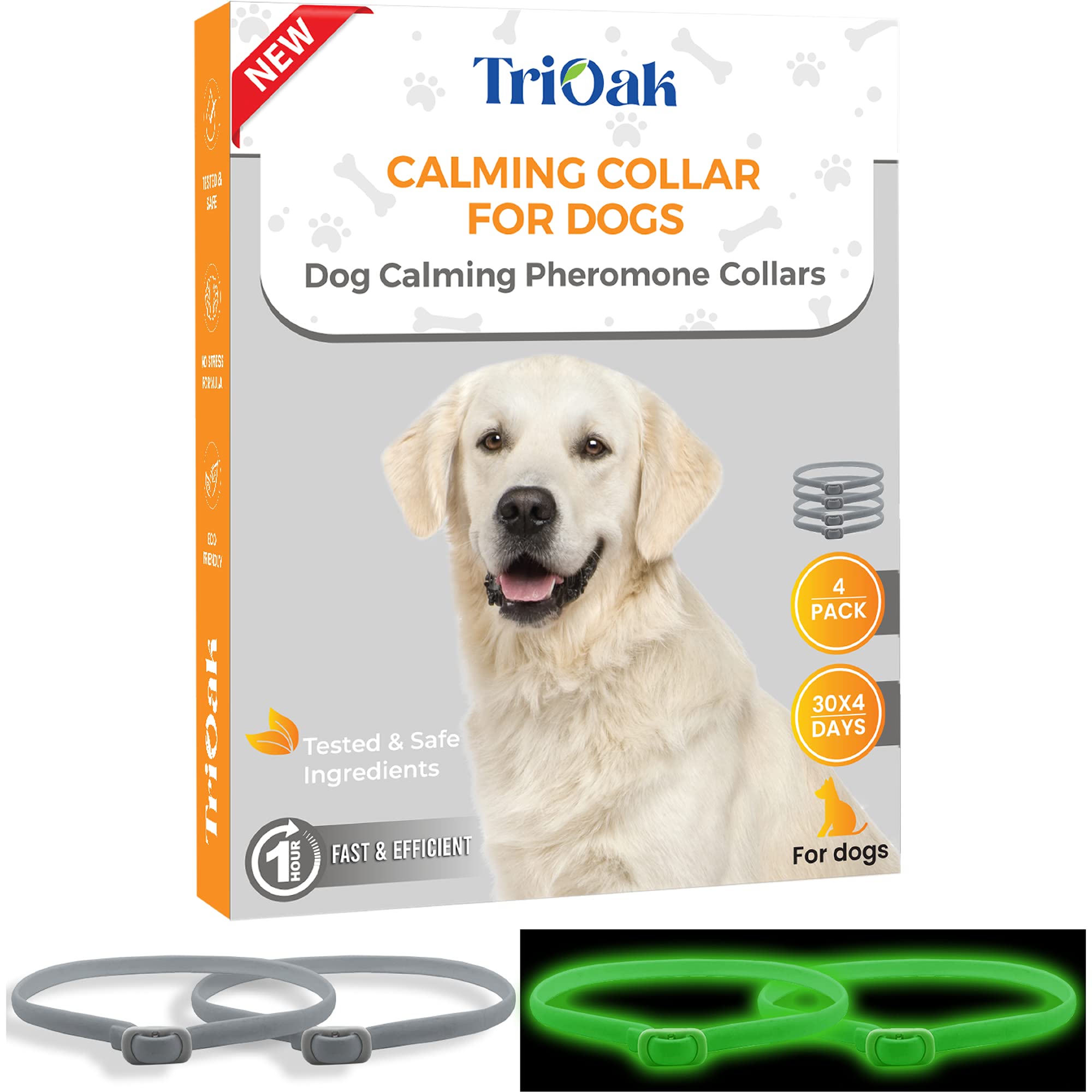 TopSum Calming Collar for Dogs: Premium Dog Calming Collar - Calming Collars for Dogs - Pheromone Collar for Dogs - Calming Dog Collar - Dog Anxiety Relief, 4 Pack (Light Gray)