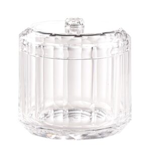 KLIFA- TAOS- Acrylic Bathroom Canisters, Plastic Organizer for Vanity/Table, Shatter-proof, BPA-Free, Great for Cotton Swabs, Cotton Balls, Flossers, Makeup Sponges, candies, snacks, and more.