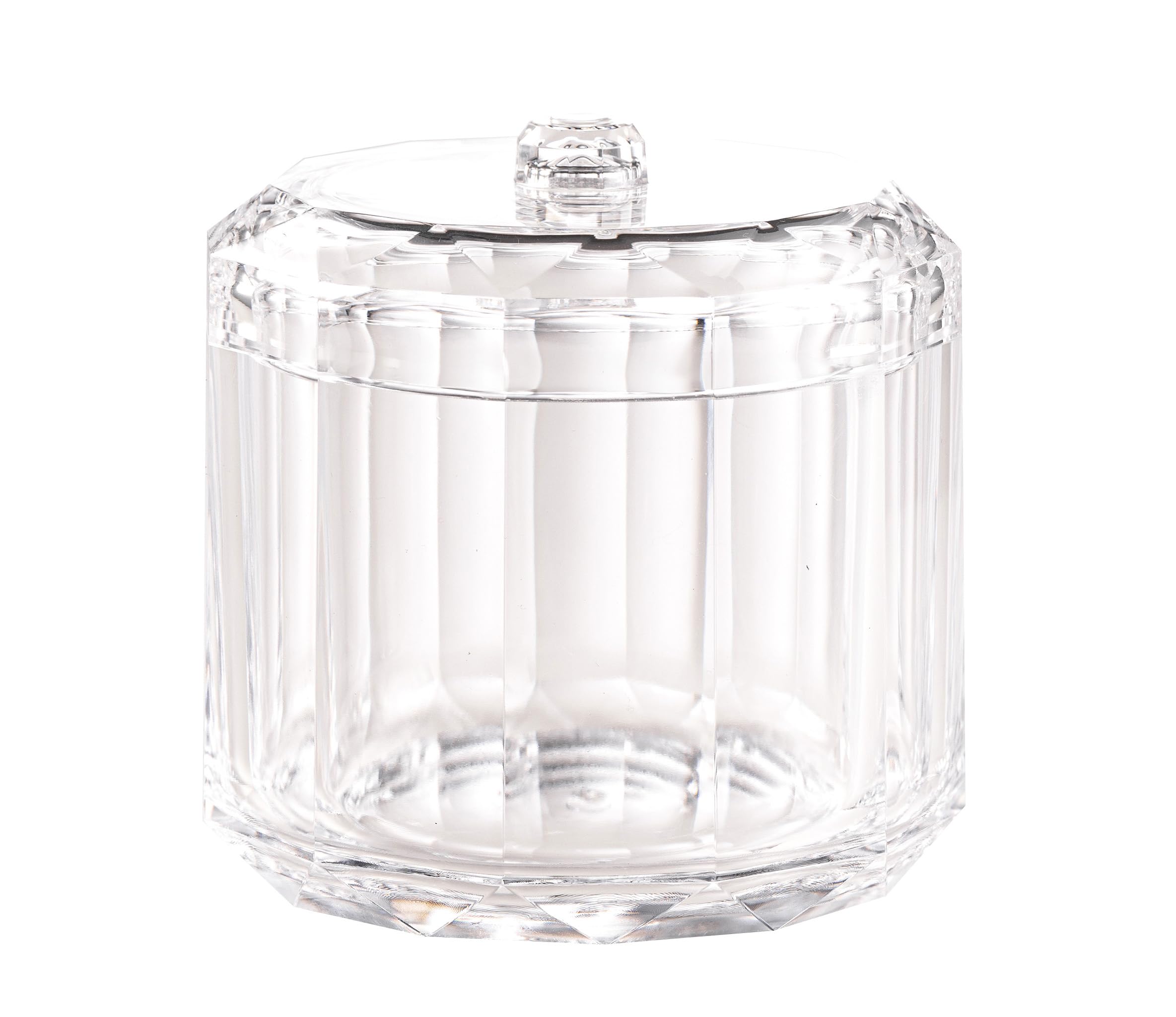 KLIFA- TAOS- Acrylic Bathroom Canisters, Plastic Organizer for Vanity/Table, Shatter-proof, BPA-Free, Great for Cotton Swabs, Cotton Balls, Flossers, Makeup Sponges, candies, snacks, and more.