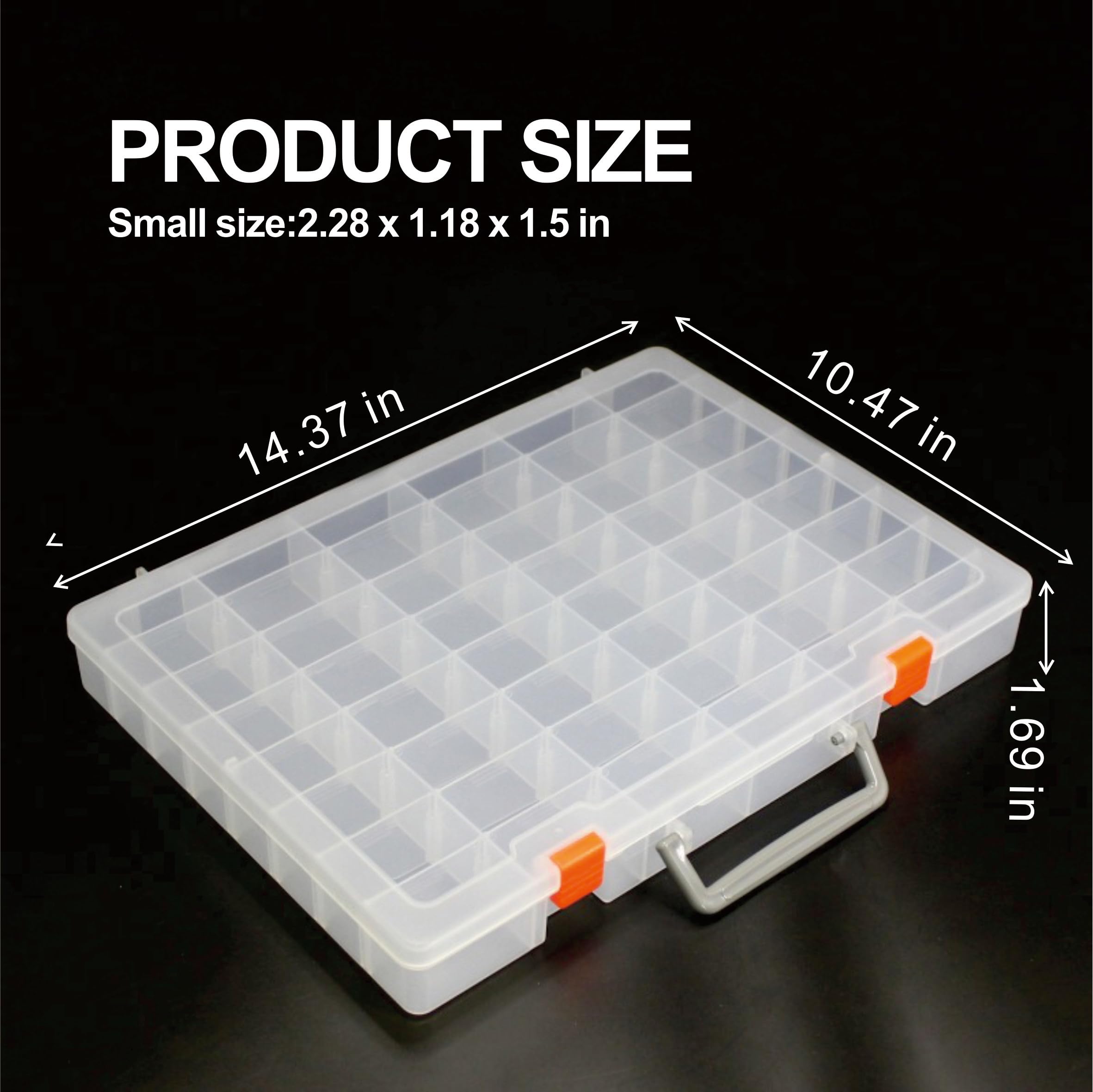 LZLMQSSA Large 48 Grids Transparent Plastic Organizer Box with Dividers, Adjustable Compartment Plastic Craft Storage Container, Small Parts Organizer, Bead Organizers and Storage