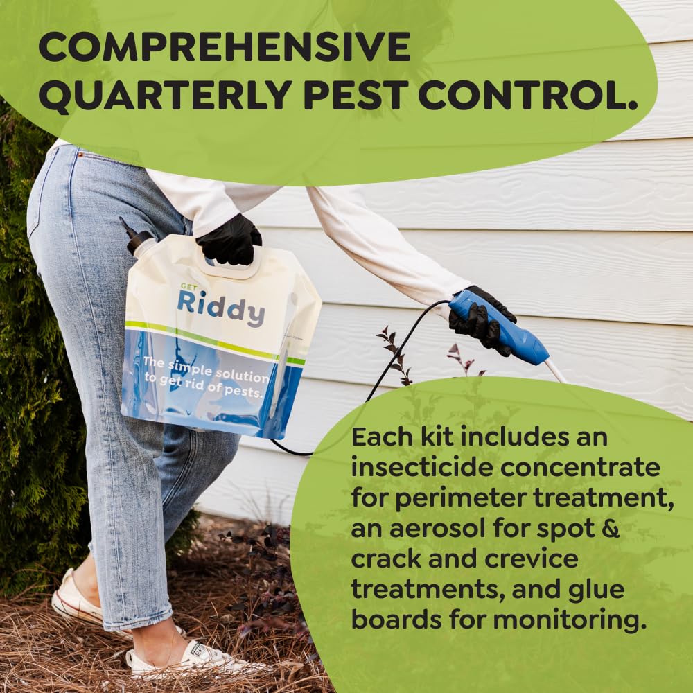 Riddy Pest Pro Kit, Effective Against 100+ Bugs, Includes Rechargeable Sprayer, Traps, Gloves & Tips Guide, Long-Lasting Barrier for Unwanted Pests Professional-Grade Treatment