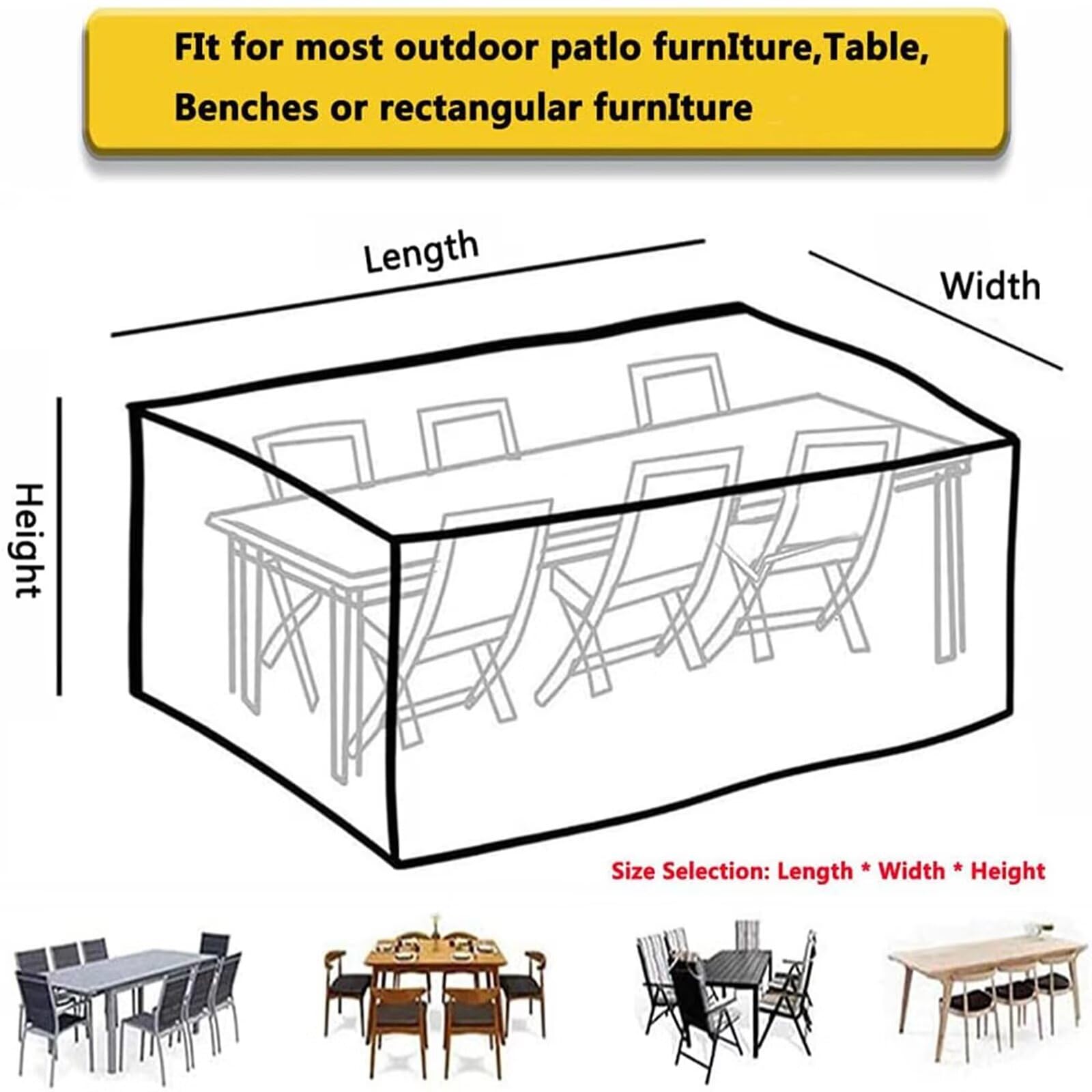 Patio Furniture Set Cover,(48" L x 36" W x 40" H) Rectangular Outdoor Table and Chairs Cover,420D Oxford Tear-Resistant Waterproof UV Resistant Wind Dust Proof Furniture Set Covers,Silver